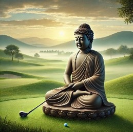 Buddh auf dem Golfplatz
